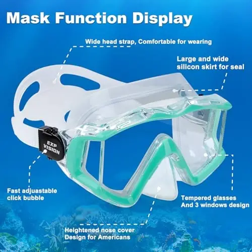 Adult Pano 3 Scuba Diving Mask, Tempered Glass Snorkel Mask Anti-Fog Swim Mask No Leakage Swim Goggles with Nose Cover Snorkeling Gear for Snorkeling, Freediving, Swimming - 5