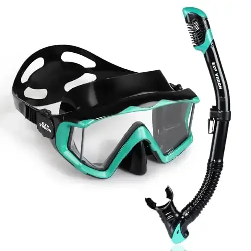 Adult Pano 3 Scuba Diving Mask, Tempered Glass Snorkel Mask Anti-Fog Swim Mask No Leakage Swim Goggles with Nose Cover Snorkeling Gear for Snorkeling, Freediving, Swimming 