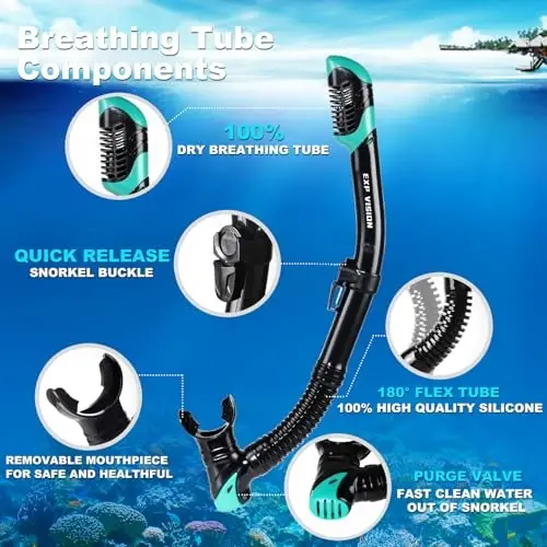 Adult Pano 3 Scuba Diving Mask, Tempered Glass Snorkel Mask Anti-Fog Swim Mask No Leakage Swim Goggles with Nose Cover Snorkeling Gear for Snorkeling, Freediving, Swimming - 5