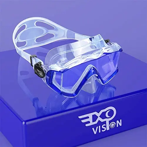 Adult Pano 3 Scuba Diving Mask, Tempered Glass Snorkel Mask Anti-Fog Swim Mask No Leakage Swim Goggles with Nose Cover Snorkeling Gear for Snorkeling, Freediving, Swimming - EXP VISION