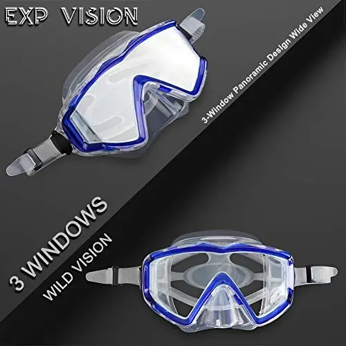Adult Pano 3 Scuba Diving Mask, Tempered Glass Snorkel Mask Anti-Fog Swim Mask No Leakage Swim Goggles with Nose Cover Snorkeling Gear for Snorkeling, Freediving, Swimming - 4