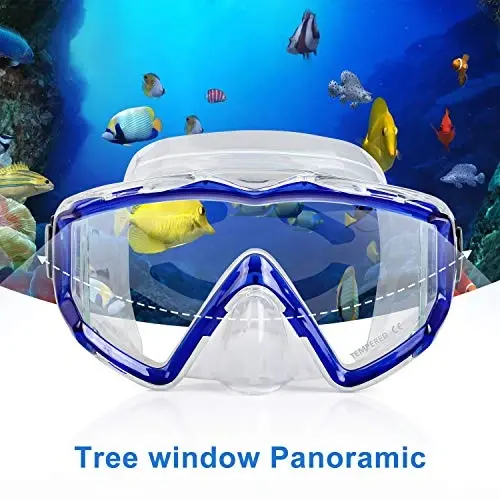 Adult Pano 3 Scuba Diving Mask, Tempered Glass Snorkel Mask Anti-Fog Swim Mask No Leakage Swim Goggles with Nose Cover Snorkeling Gear for Snorkeling, Freediving, Swimming - 5