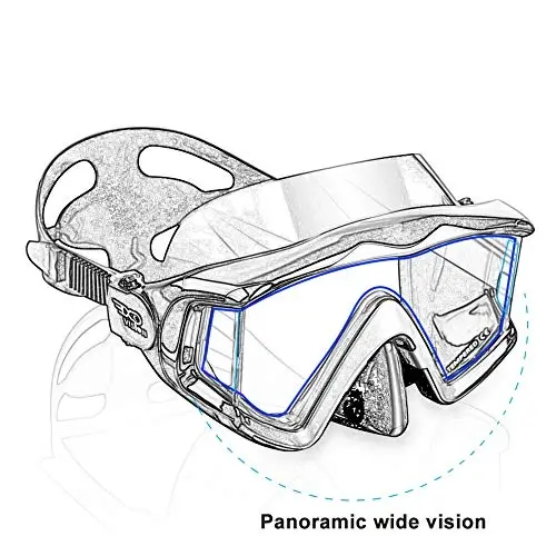 Adult Pano 3 Scuba Diving Mask, Tempered Glass Snorkel Mask Anti-Fog Swim Mask No Leakage Swim Goggles with Nose Cover Snorkeling Gear for Snorkeling, Freediving, Swimming - 5