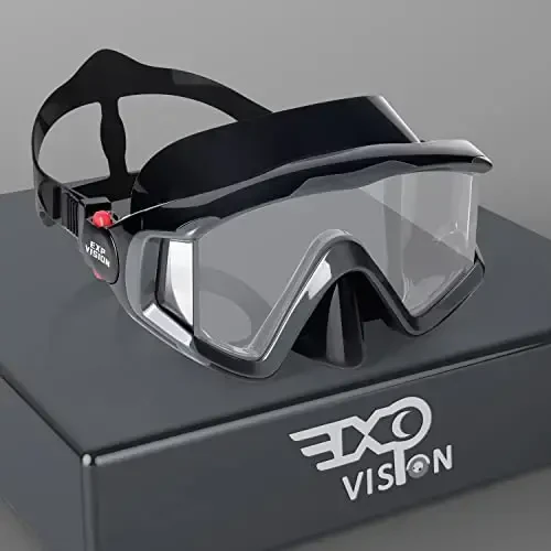 Adult Pano 3 Scuba Diving Mask, Tempered Glass Snorkel Mask Anti-Fog Swim Mask No Leakage Swim Goggles with Nose Cover Snorkeling Gear for Snorkeling, Freediving, Swimming - EXP VISION