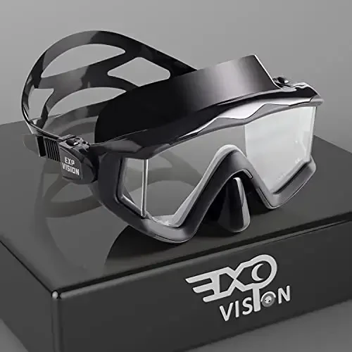 Adult Pano 3 Scuba Diving Mask, Tempered Glass Snorkel Mask Anti-Fog Swim Mask No Leakage Swim Goggles with Nose Cover Snorkeling Gear for Snorkeling, Freediving, Swimming 