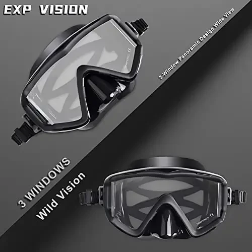 Adult Pano 3 Scuba Diving Mask, Tempered Glass Snorkel Mask Anti-Fog Swim Mask No Leakage Swim Goggles with Nose Cover Snorkeling Gear for Snorkeling, Freediving, Swimming - 4
