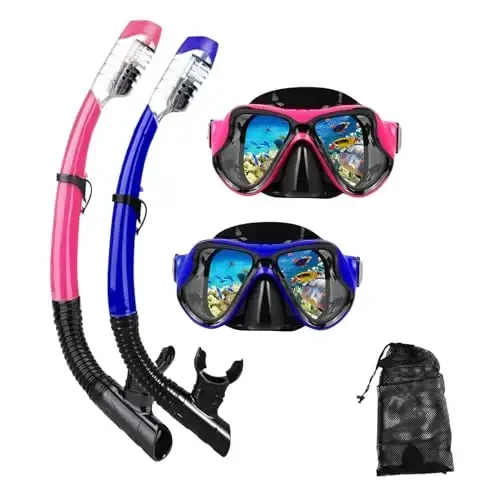 DIPUKI Snorkeling Gear for Adults Snorkel mask Set Scuba Diving mask Dry Snorkel Swimming Glasses Swim Dive mask Nose Cover Youth Diving 
