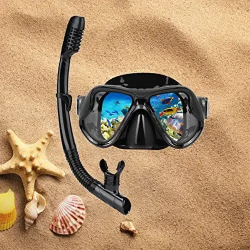 DIPUKI Snorkeling Gear for Adults Snorkel mask Set Scuba Diving mask Dry Snorkel Swimming Glasses Swim Dive mask Nose Cover Youth Diving - 7