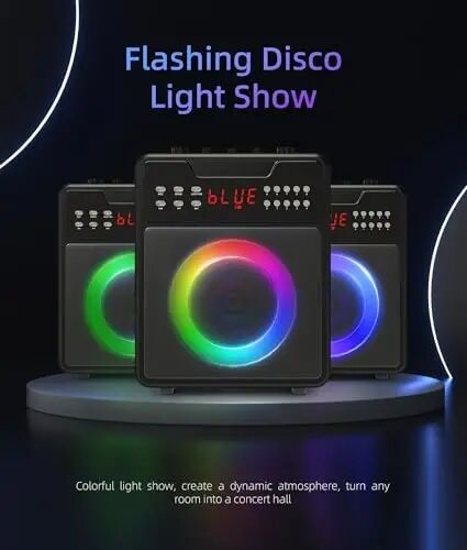 NBKLS Karaoke Machine for Adults, Portable Karaoke Machine with Bluetooth and 2 Wireless Microphones, Karaoke Speaker with Lights Supports for TWS,USB,FM,REC,AUX in,TF Card for Party - 4