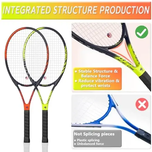 Pro Tennis Racket for Adults, 2 Player 27 inch Speed Tennis Racquet Acceptable for Beginner and Professional with 3 Tennis Balls, 2 Vibration Dampes, 2 Overgrips, Tennis Bag - WOED BATENS (1)