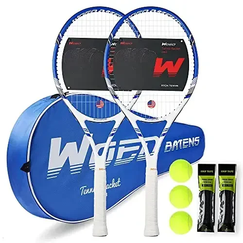 Pro Tennis Racket for Adults, 2 Player 27 inch Speed Tennis Racquet Acceptable for Beginner and Professional with 3 Tennis Balls, 2 Vibration Dampes, 2 Overgrips, Tennis Bag - 1
