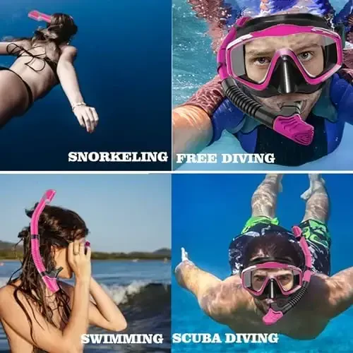 Snorkeling Gear for Adults,Dry-Top Snorkel Set with Tempered Glass,Anti-Fog & Anti-Leak Panoramic Swim Mask, Adjustable Snorkel Kit with Carry Bag for Scuba Diving, Swimming,Travel - 7