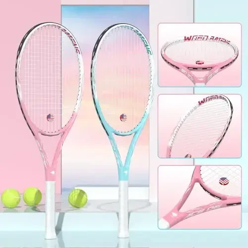 Tennis Rackets for Adults 27 Inch Tennis Racquets Set Included Tennis Racket Tennis Balls Overgrips Vibration Dampers Tennis Bag - 2