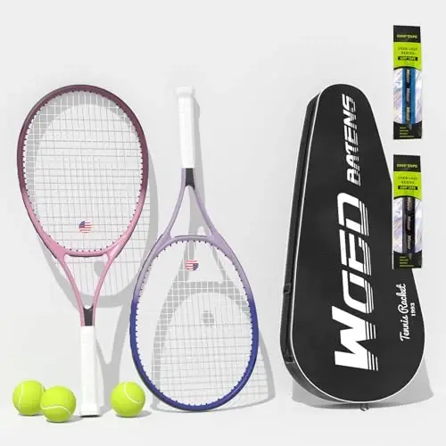Tennis Rackets for Adults 27 Inch Tennis Racquets Set Included Tennis Racket Tennis Balls Overgrips Vibration Dampers Tennis Bag 