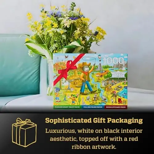 1000 Piece Puzzle for Adults & Kids – Funny Cats & Dogs USA Map Puzzle, Gift-Ready Box, Letters on Back, 8 Jigsaw Puzzle Saver Sheets & Full-Size Poster by GERJATO – Fun Educational Gift for All Ages - 6