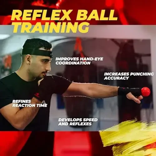 Boxing Reflex Ball for Adults and Kids - React Reflex Balls on String with Headband, Carry Bag and Hand Wraps - Improve Hand Eye Coordination, Punching Speed, Fight Reaction - 9