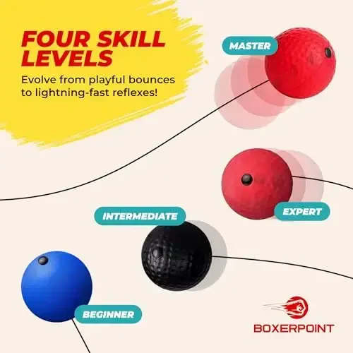 Boxing Reflex Ball for Adults and Kids - React Reflex Balls on String with Headband, Carry Bag and Hand Wraps - Improve Hand Eye Coordination, Punching Speed, Fight Reaction - 6