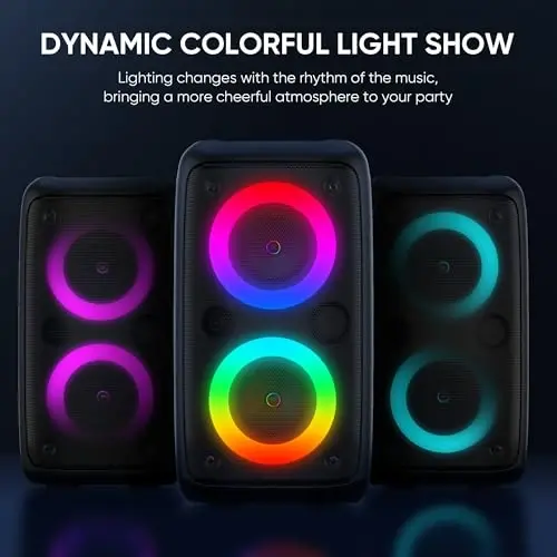 Karaoke Machine for Adults and Kids,Peski Portable Bluetooth Speaker with 1 Wireless Microphone and 1 Wired Mic,Rechargeable Powered Dj/PA Speaker System with TF Card,AUX in,REC,TWS for Birthday Party - 3