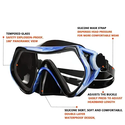 Snorkel mask Snorkeling Set for Adults and Youth, Diving mask and Full Dry Snorkel Swim Googles is Suitable for Snorkeling, Dive Scuba Diving, Swimming - 3