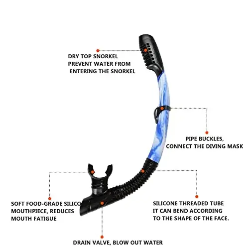 Snorkel mask Snorkeling Set for Adults and Youth, Diving mask and Full Dry Snorkel Swim Googles is Suitable for Snorkeling, Dive Scuba Diving, Swimming - 5