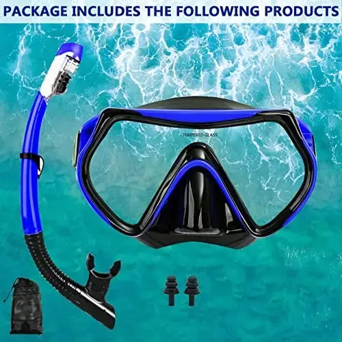 Snorkel mask Snorkeling Set for Adults and Youth, Diving mask and Full Dry Snorkel Swim Googles is Suitable for Snorkeling, Dive Scuba Diving, Swimming - 6