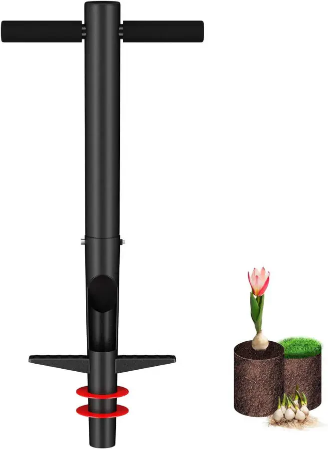 Yeyebest Bulb Planter Garden Sod Plugger with Ergonomic Masual Handle,Heavy Duty Planting Tools for Digging to Plant Spring Flowers Bulbs,Black - 1