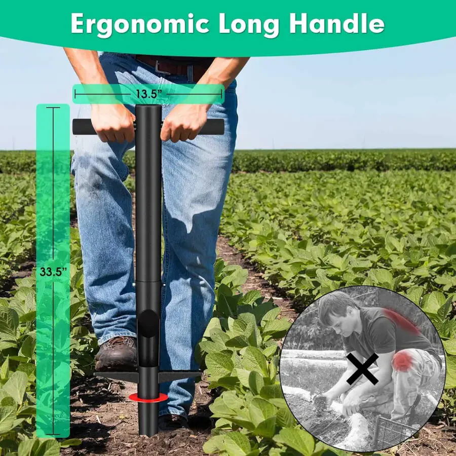 Yeyebest Bulb Planter Garden Sod Plugger with Ergonomic Masual Handle,Heavy Duty Planting Tools for Digging to Plant Spring Flowers Bulbs,Black - 2