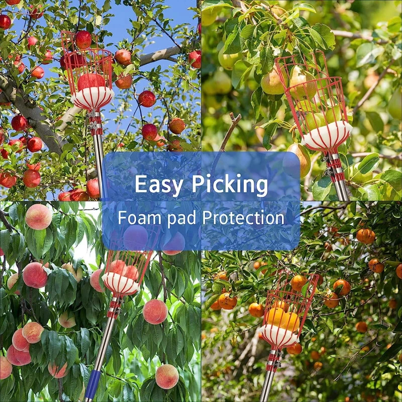Yeyebest Lightweight Garden Fruit Picker with Foam Pad Rust-Proof Pole- - IHOMEPARK