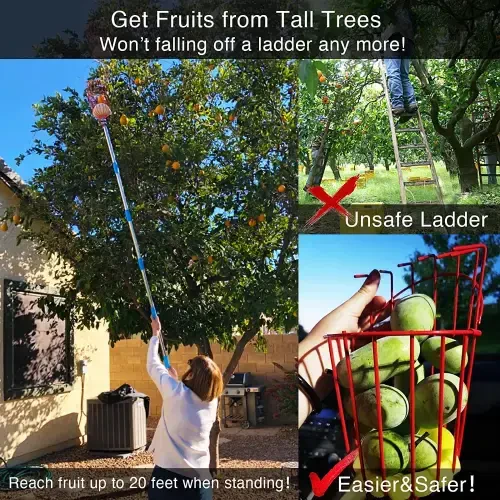 Yeyebest Lightweight Garden Fruit Picker with Foam Pad Rust-Proof Pole- - IHOMEPARK (1)
