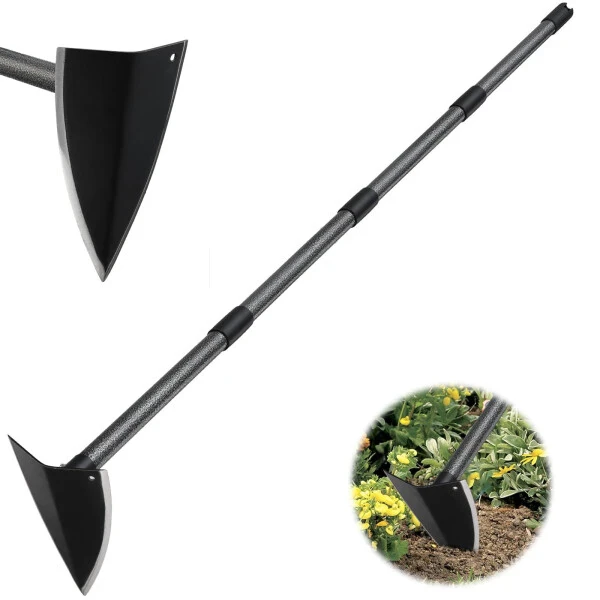 YeYeBest Hoe Garden Tool, 60'' Garden Hoe Triangle Gardening Hoe with Sharp Blade for Digging,Weeding,Cutting and Loosing Soil,Adjustable Length Metal Handle(4 FT) - YEYEBEST