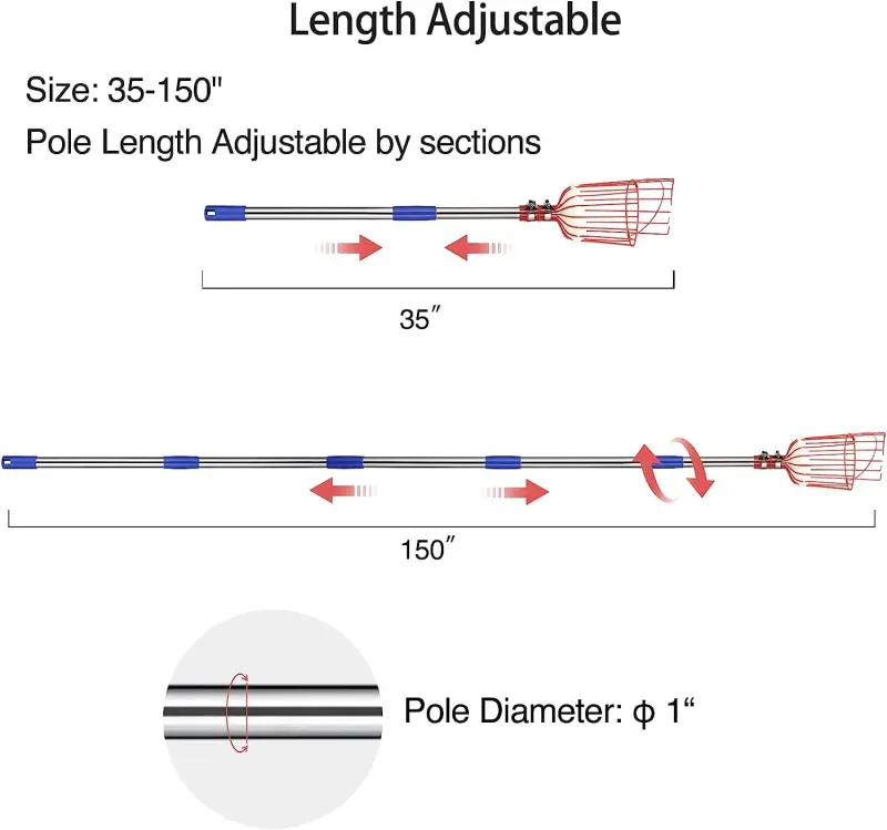 Yeyebest Легкий сборщик садовых фруктов с пенопластовой подкладкой, устойчивый к ржавчине шест - 4