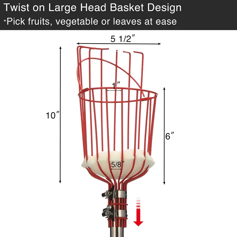 Yeyebest Легкий сборщик садовых фруктов с пенопластовой подкладкой, устойчивый к ржавчине шест - 5