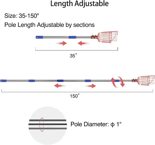 Yeyebest Hafif Bahçe Meyve Toplayıcı, Köpük Pedli Paslanmaz Direk - 4