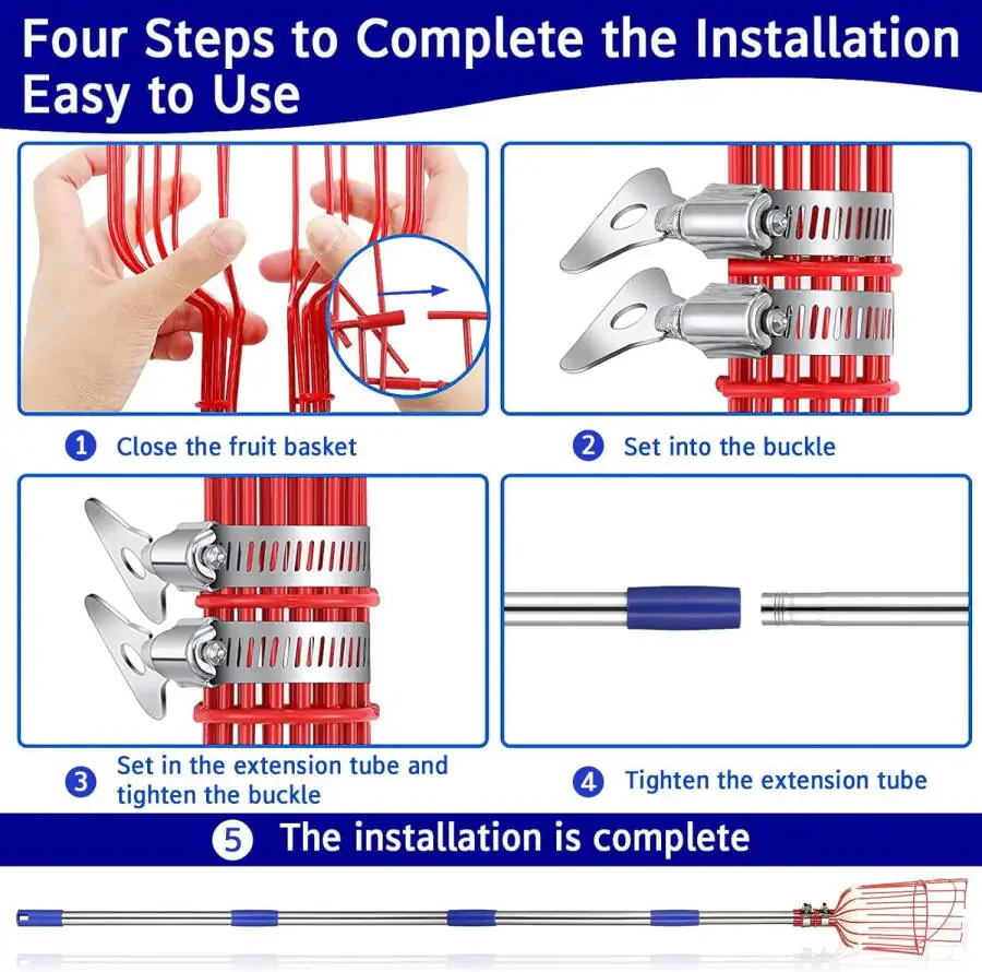 YeYeBest Fruit Picker Pole with Basket,8ft Adjustable Height Fruit Picker Tool with Stainless Steel Fruit Picking Pole for Apple OrangeModazone- - 2