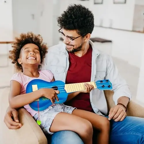 YEZI Classical Ukulele for Kids, Mini Toddler Guitar Toy with Pick, Educational Musical Instrument for Preschool Boys Girls, Early Learning Music Toy for Ages 3 4 5 6+ Years Old, Blue - YEZI (1)