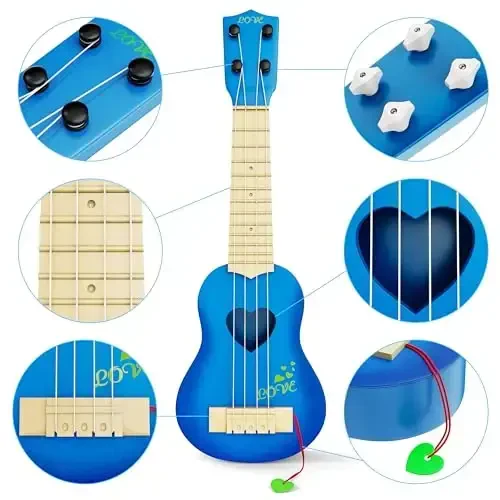 YEZI Kids Toy Classical Ukulele Guitar Musical Instrument, Blue - 2