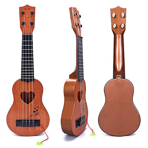 YEZI Kids Oyuncak Klasik Ukulele Gitar Müzik Aleti, Kahverengi - 6