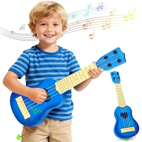 YEZI Kids Toy Classical Ukulele Guitar Musical Instrument, Blue - 6