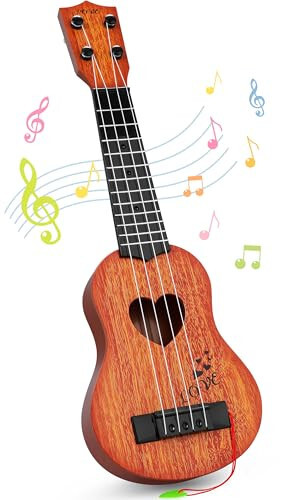 YEZI Kids Toy Classical Ukulele Guitar Musical Instrument, Brown - 1