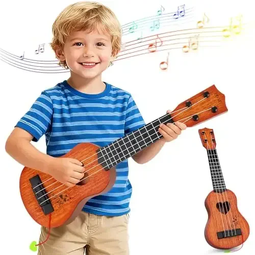 YEZI Kids Toy Classical Ukulele Guitar Musical Instrument, Brown - 7