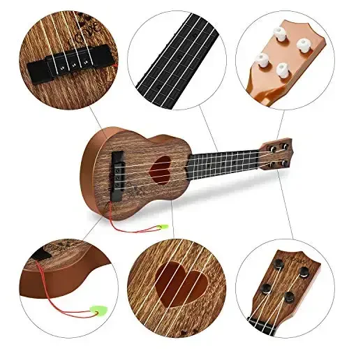 YEZI Kids Toy Classical Ukulele Guitar Musical Instrument, Maroon - YEZI (1)