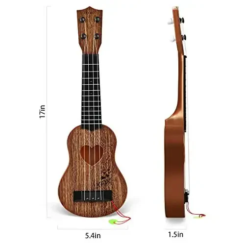 YEZI Kids Toy Classical Ukulele Guitar Musical Instrument, Maroon - 3