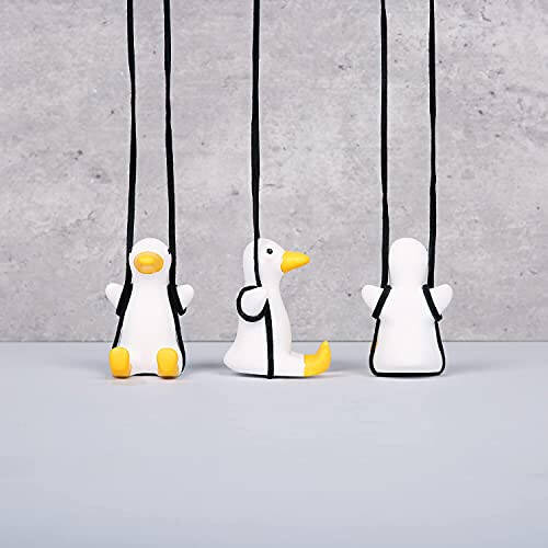 YGMONER Cute Swinging Duck Car Rear View Mirror Hanging Accessories Funny Car Interior Decor Gifts for Women Men (Duck) - 4