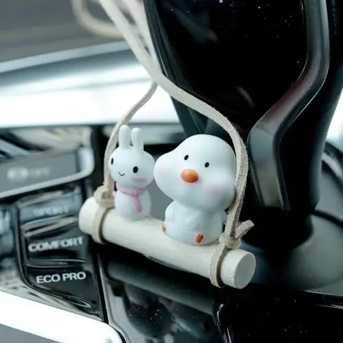 YGMONER Cute Swinging Cow Car Rear View Mirror Hanging Accessories Funny Car Interior Decor Gifts for Women Men (Cow) - 6