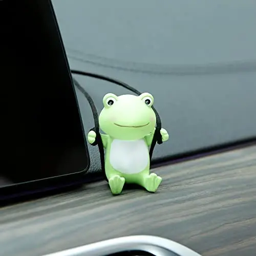 YGMONER Cute Swinging Frog Car Rear View Mirror Hanging Accessories Funny Car Interior Decor Gifts for Women Men (Frog) - 3
