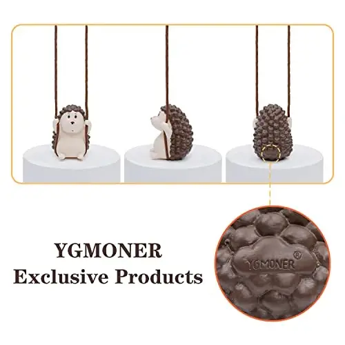YGMONER Cute Swinging Hedgehog Car Rear View Mirror Hanging Accessories Funny Car Interior Decor Gifts for Women Men (Hedgehog) - 4