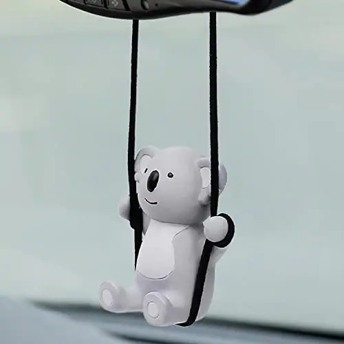 YGMONER Cute Swinging Koala Car Rear View Mirror Hanging Accessories Funny Car Interior Decor Gifts for Women Men (Koala) - 1