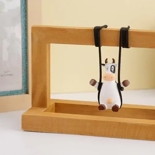 YGMONER Cute Swinging Cow Car Rear View Mirror Hanging Accessories Funny Car Interior Decor Gifts for Women Men (Cow) - 3