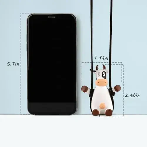 YGMONER Cute Swinging Cow Car Rear View Mirror Hanging Accessories Funny Car Interior Decor Gifts for Women Men (Cow) - 5