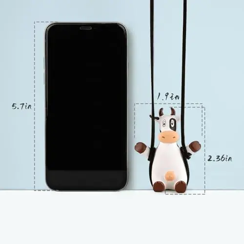 YGMONER Cute Swinging Cow Car Rear View Mirror Hanging Accessories Funny Car Interior Decor Gifts for Women Men (Cow) - 5